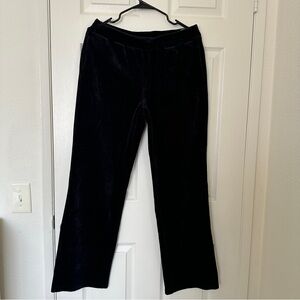 LAUREN Ralph Lauren Women's Black Velour Lounge Pants Sz S Wide Leg Casual Cozy